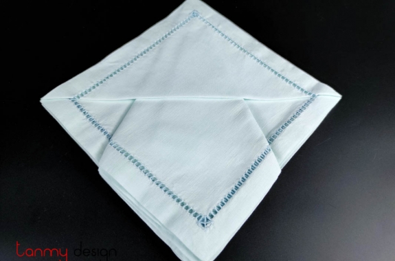  Napkin set -Plain blue with French jour embroidery